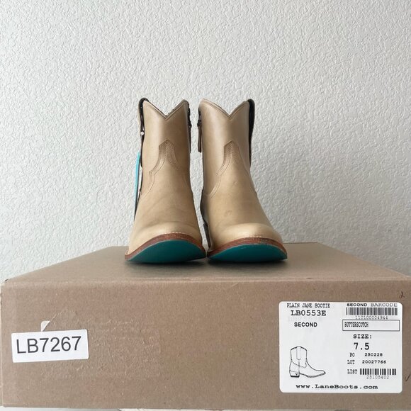 Lane PLAIN JANE Womens Cowboy Bootie 7.5 Butterscotch Western Cowgirl Ankle Boot - Picture 10 of 11